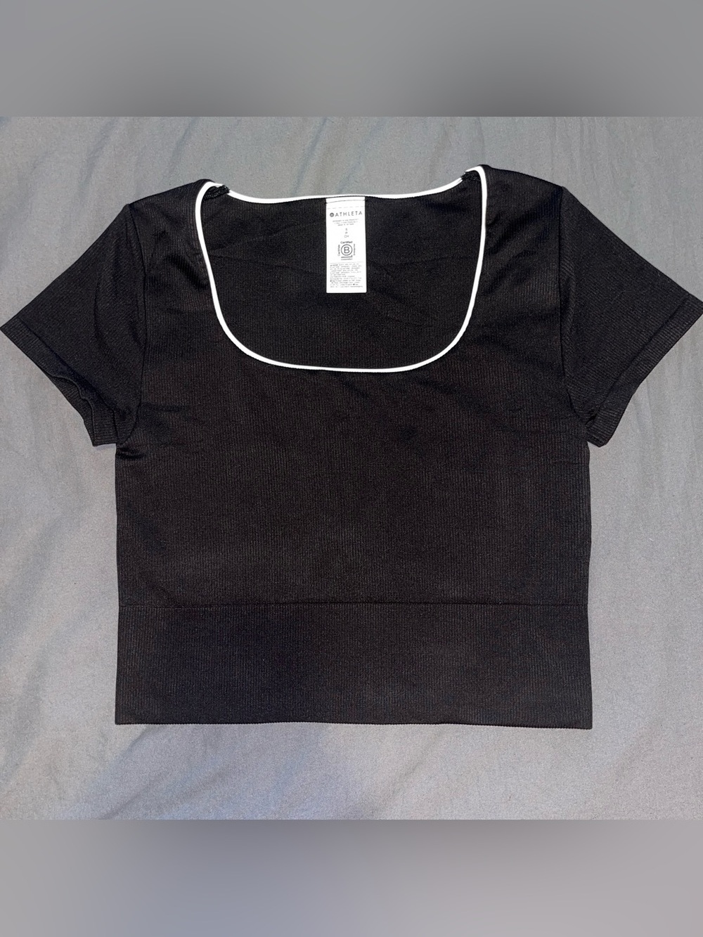 Athleta  Workout Black Crop Top with White Trim